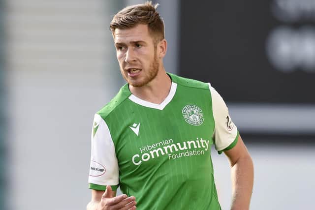 Josh Vela, in action for Hibernian in July 2019, is 'set to sign' for Celtic legend Scott Brown at Fleetwood Town.