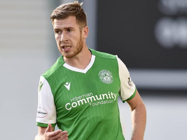 Josh Vela, in action for Hibernian in July 2019, is 'set to sign' for Celtic legend Scott Brown at Fleetwood Town.