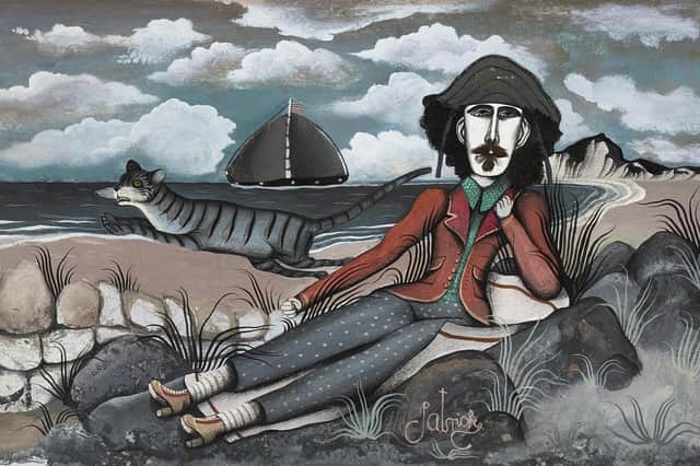 John Byrne painted 'Man on the beach with cat' in 1972.