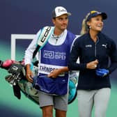Lexi Thompson and her caddie, local man Paul Drummond. have struck it off instantly in the AIG Women's Open at Carnoustie. Picture: Andrew Redington/Getty Images.