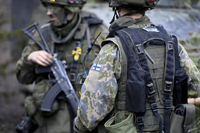 Finnish soldiers have added to Nato's military strength, although the alliance now has a much longer border with Russia (Picture: Heikki Saukkomaa/Lehtikuva/AFP via Getty Images)