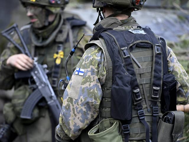 Finnish soldiers have added to Nato's military strength, although the alliance now has a much longer border with Russia (Picture: Heikki Saukkomaa/Lehtikuva/AFP via Getty Images)