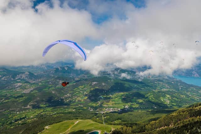 Paragliders competing in the Sports-class Racing Series Gin Edition, Montclar, France, June 2023. PIC: Marcus King / Cross Country Magazine
