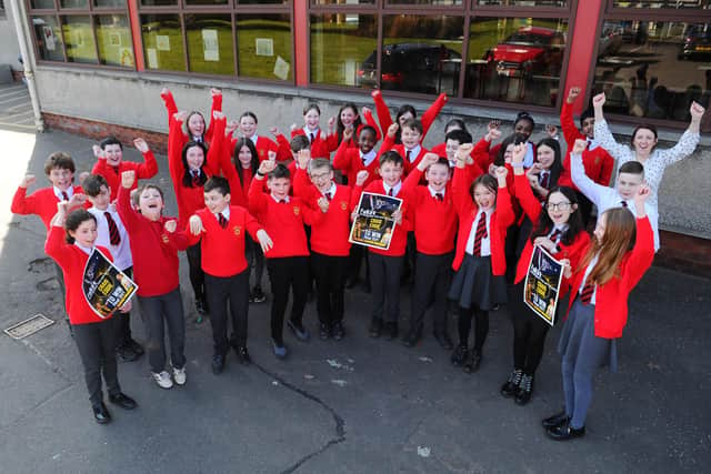 Children and teachers at St Francis Xavier's Primary School in Falkirk will be cheering on former pupil Craig Eddie in the final of ITV's The Voice on Saturday. Picture: Michael Gillen.