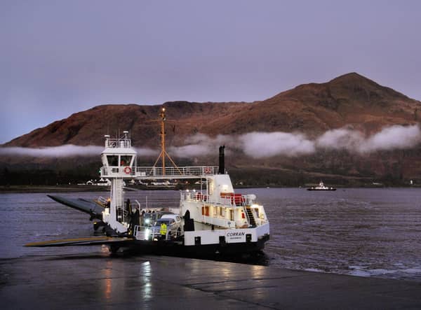 .The Corran ferry preparing to dock at  Nether Lochaber. Picture: Neil Hanna
