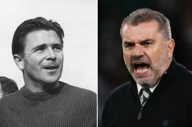 Real Madrid and Hungary legend Ferenc Puskas managed Ange Postecoglou (right) at South Melbourne.