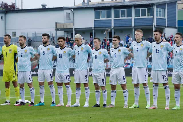 Scotland's team line up against Luxembourg last Sunday.