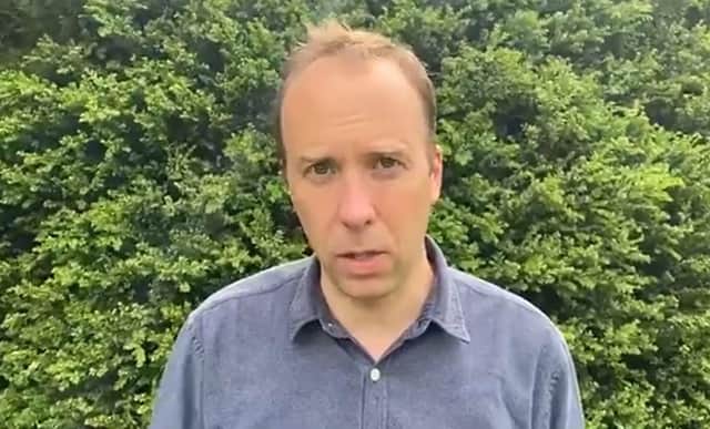 Matt Hancock posted a video on his twitter feed on Saturday in which he resigned as Health Secretary. Photo: Matt Hancock/PA Wire