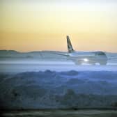 A plan after landing in icy conditions at Edinburgh Airport