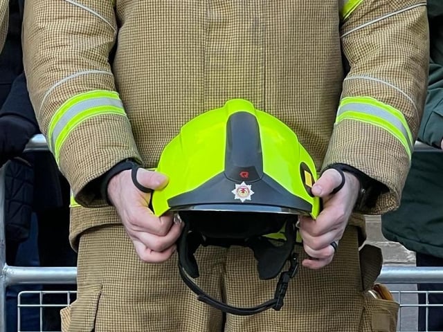 All firefighters were in full uniform to show their respect.