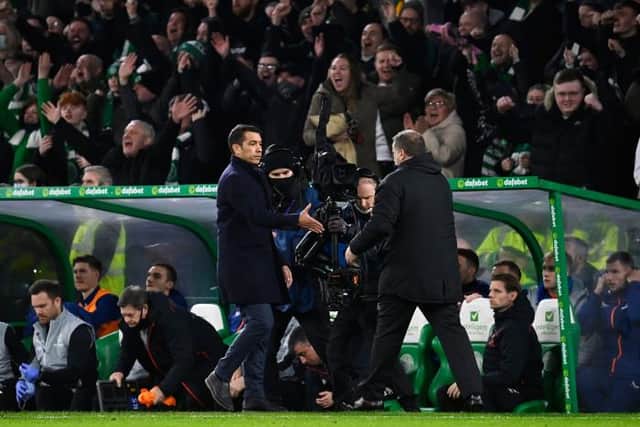 Rangers manager Giovanni van Bronckhorst and his Celtic counterpart Ange Postecoglou will now face each other three more times before the end of the season. (Photo by Rob Casey / SNS Group)