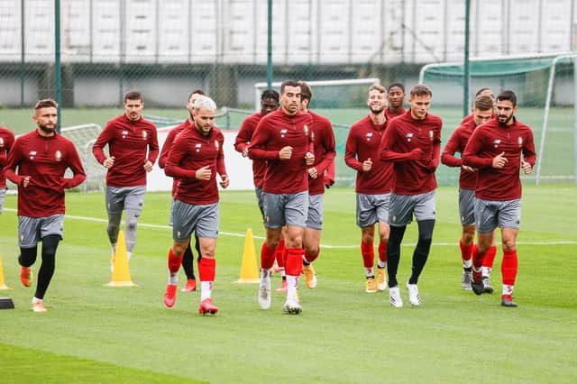 A general view of Standard Liege players training before a Europa League match
