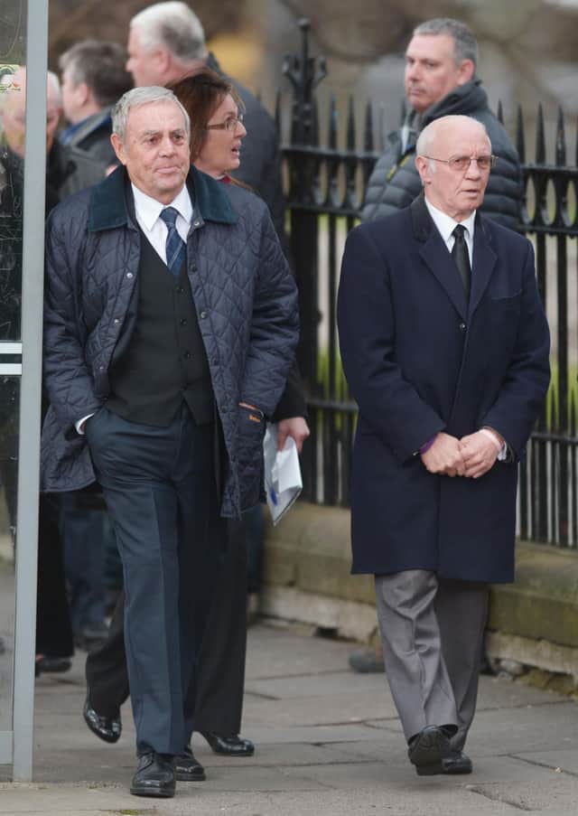 Ian St John, left, pictured in 2015 in Edinburgh.