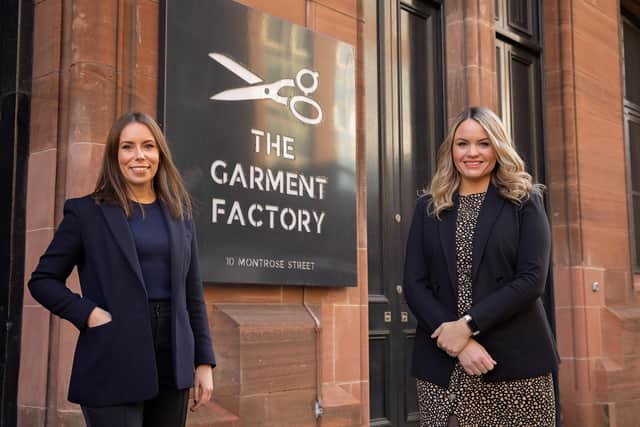 Hannah Green and Lauren Jow of Iconic Resourcing outside The Garment Factory in Glasgow. Picture: Francesca Morrison