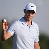 Rory McIlroy acknowledges the crowd after putting out on the 18th green on day two of the Dubai Invitational at Dubai Creek Golf and Yacht Club. Picture: Alex Burstow/Getty Images.