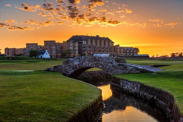 Old Course Hotel Golf Resort and Spa, St Andrews, viewed from the Old Course.