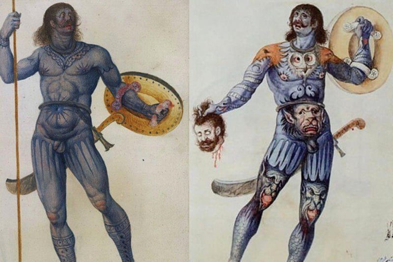 Romans referred to the Picts in Latin as “Picti” which means “the painted ones”. Historians suspect that this is because they were covered in tattoos and stained their entire bodies blue. Historians have debated this but Julius Caesar himself when describing the Picts said that they dyed themselves in blue in order to attain a “wild look in battle”.