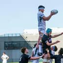 New Scotland U20 captain Alex Samuel leaps highest to collect this lineout for Glasgow Warriors in an under-18 match against Edinburgh. Picture: Bruce White/SNS