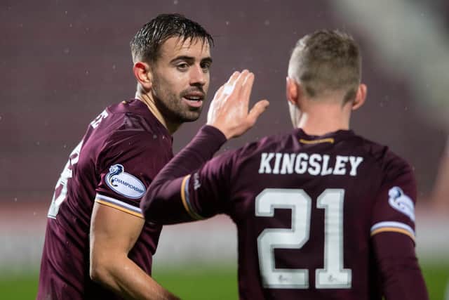 Stephen Kingsley and Olly Lee were on target for Hearts.