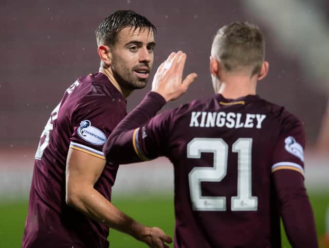 Stephen Kingsley and Olly Lee were on target for Hearts.