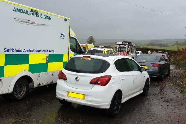 Picture shows blocked ambulance at Devil's Pulpit picture: Police Scotland