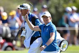 Gemma Dryburgh reacts during her singles match in the Solheim Cup at Finca Cortesin Golf Club in Casares, Spain. Picture: Stuart Franklin/Getty Images.