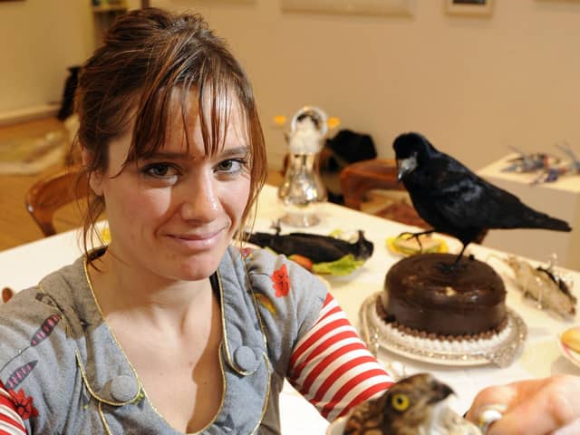 Alison Auldjo at Union Gallery on Broughton Street with art by Samantha Boyes (Picture: Greg Macvean)