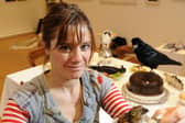 Alison Auldjo at Union Gallery on Broughton Street with art by Samantha Boyes (Picture: Greg Macvean)