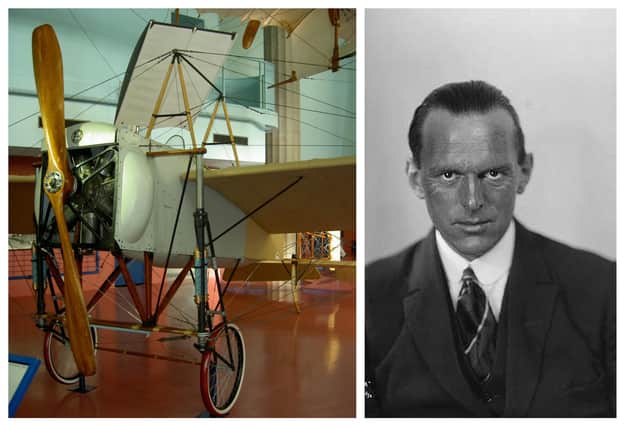 The Bleriot X1-2, like the one used by Tryggve Gran (right) to complete the first flight across the North Sea in 1914.