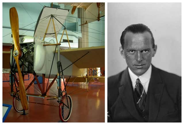 The Bleriot X1-2, like the one used by Tryggve Gran (right) to complete the first flight across the North Sea in 1914.