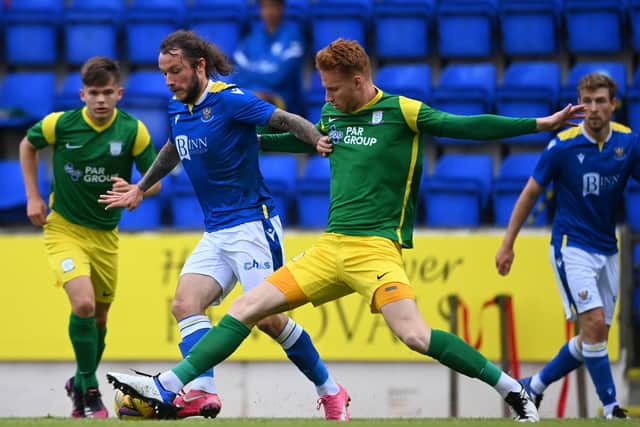 St Johnstone striker Stevie May in action against Preston.