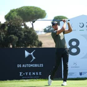 Henrik Stenson of Sweden tees off on the eighth hole during the first round of the Italian Open at Marco Simone Golf Club in Rome. Picture: Luke Walker/Getty Images.