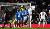 Ross County's Jordan White scores against Rangers for the fifth time in seven appearances in Saturday's 2-1 defeat at Ibrox. (Photo by Rob Casey / SNS Group)