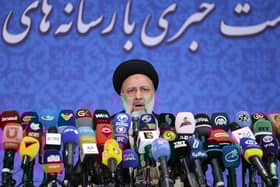 Incoming Iranian president Ebrahim Raisi speaks during his first press conference following the election in Tehran (Picture: Atta Kenare/AFP via Getty Images)