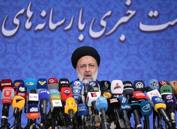 Incoming Iranian president Ebrahim Raisi speaks during his first press conference following the election in Tehran (Picture: Atta Kenare/AFP via Getty Images)