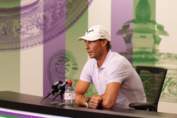 Rafael Nadal speaks to the press after confirming his withdrawal from Wimbledon.