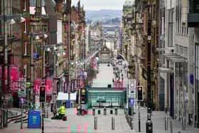 A view of Glasgow's Buchanan Street in March 2020, shortly after the first strict lockdown was announced (Picture: Jeff J Mitchell/Getty Images)
