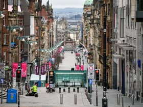 A view of Glasgow's Buchanan Street in March 2020, shortly after the first strict lockdown was announced (Picture: Jeff J Mitchell/Getty Images)