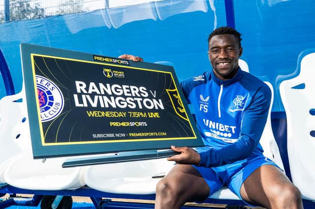 Fashion Sakala of Rangers looks ahead to Wednesday night’s Premier Sports Cup quarter-final tie against Livingston at Ibrox. (Photo by Kirk O'Rourke)