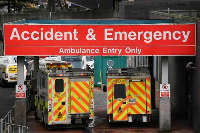 Ambulances at the Glasgow Royal Hospital. Photo by Jeff J Mitchell/Getty Images