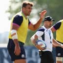 Scotland head coach Gregor Townsend watches his players during a training session at Stade des Arboras.