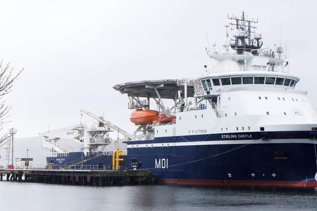 The Royal Navy's new minehunting "mothership", RFA Stirling Castle. Photo: Steve Welsh/PA Wire