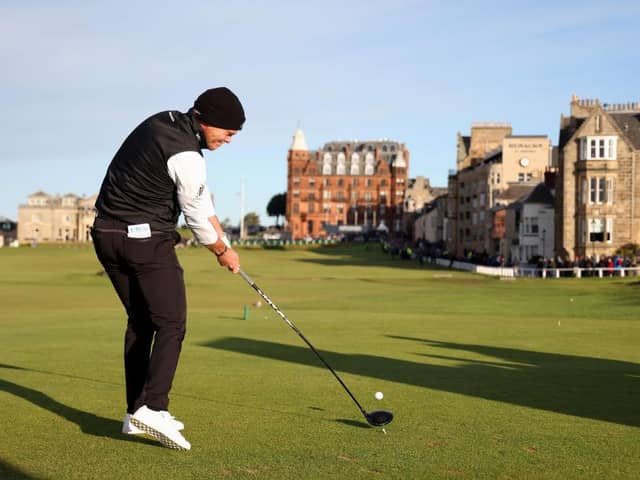 Winner Danny Willett tees off on the 18th hole during the final round of the Alfred Dunhill Links Championship at The Old Course on Sunday. Picture: Matthew Lewis/Getty Images.