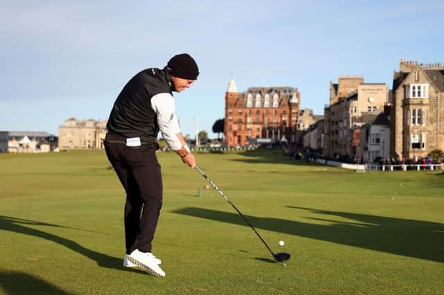 Winner Danny Willett tees off on the 18th hole during the final round of the Alfred Dunhill Links Championship at The Old Course on Sunday. Picture: Matthew Lewis/Getty Images.