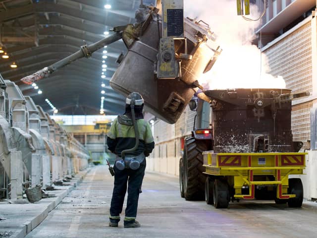 Employees working at the Lochaber smelter near Fort William, which is powered by the nearby hydro-electric plant.