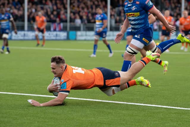 Edinburgh's Darcy Graham scores the opening try against the Stormers. Picture: Ross Parker / SNS