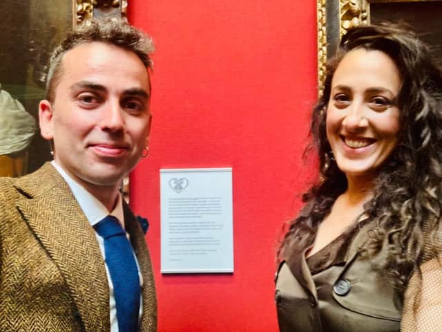 José Cava, 39, proposed to his girlfriend Sophia Harrison, 40, in unique fashion at the National Galleries in Edinburgh.
