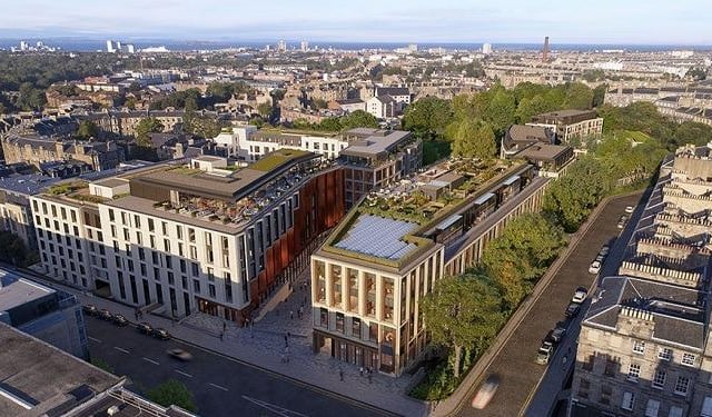 The £250 million New Town Quarter development will transform 5.9 acres of land in Canonmills, adding 349 homes, a 116-room hotel 7,430m² of office space and retail and leisure spaces. It is due to be completed by late 2024/early 2025.
