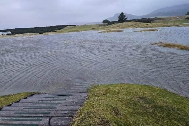 The course at Golspie became flooded following last weekend's storm. Picture: Golspie Golf Club