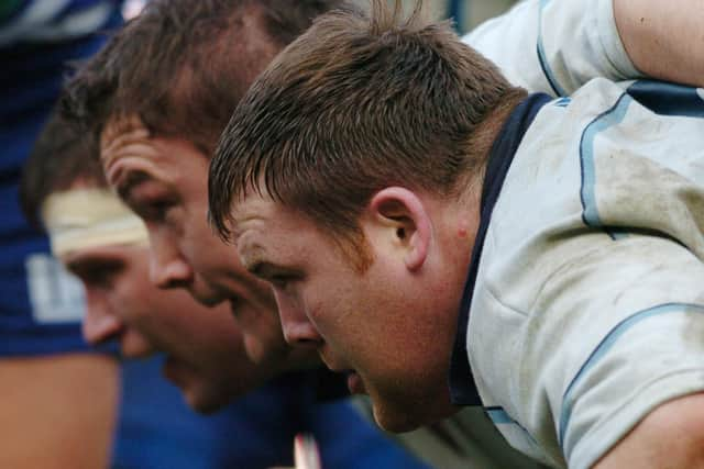 Preparing for some grunt 'n' heave with Allan Jacobson and Bruce Douglas against France